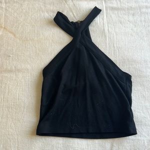 Black high neck going out top